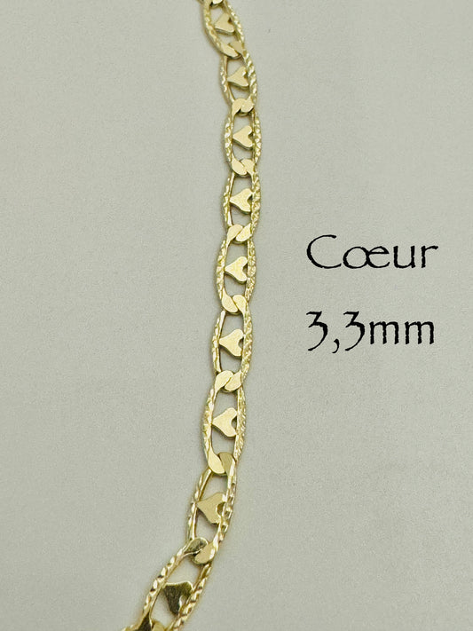 #110 Bracelet cœur 3,3mm en or 10k