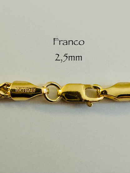 Cadena Franco de 2,5 mm en oro de 10 k