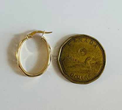 #307 boucles d’oreilles ovales ondulées 3,4mm en or 10k