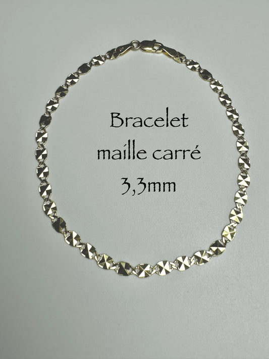 Bracelet maille carrée en or 3,3mm