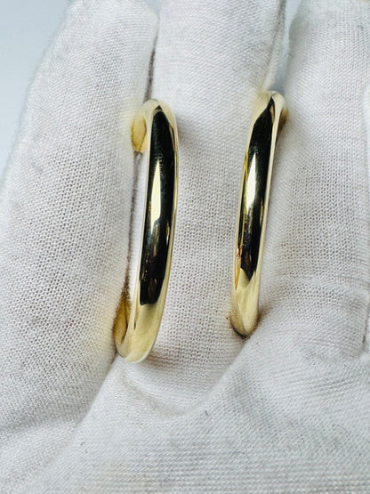 #312 Pendientes de aro lisos extra grandes de 4 mm en oro de 10k