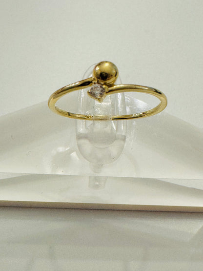#211 bague anneau avec cercle et zircon en or 10k