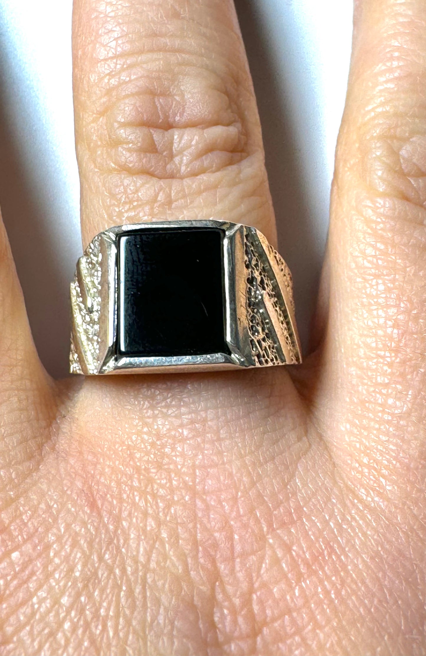 Black flat zircon ring silver/sterling Italian 925