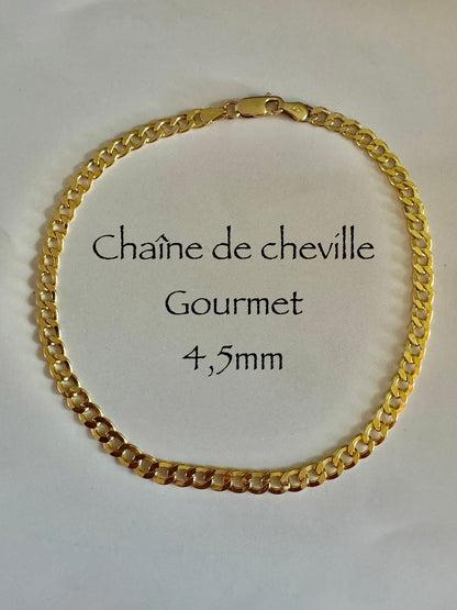 #507 chaîne de cheville gourmet 4,5 mm en or 10k￼