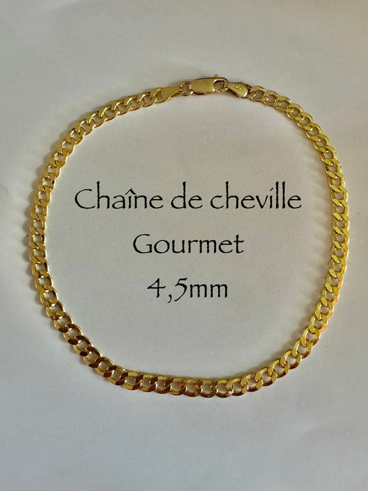 #507 chaîne de cheville gourmet 4,5 mm en or 10k￼