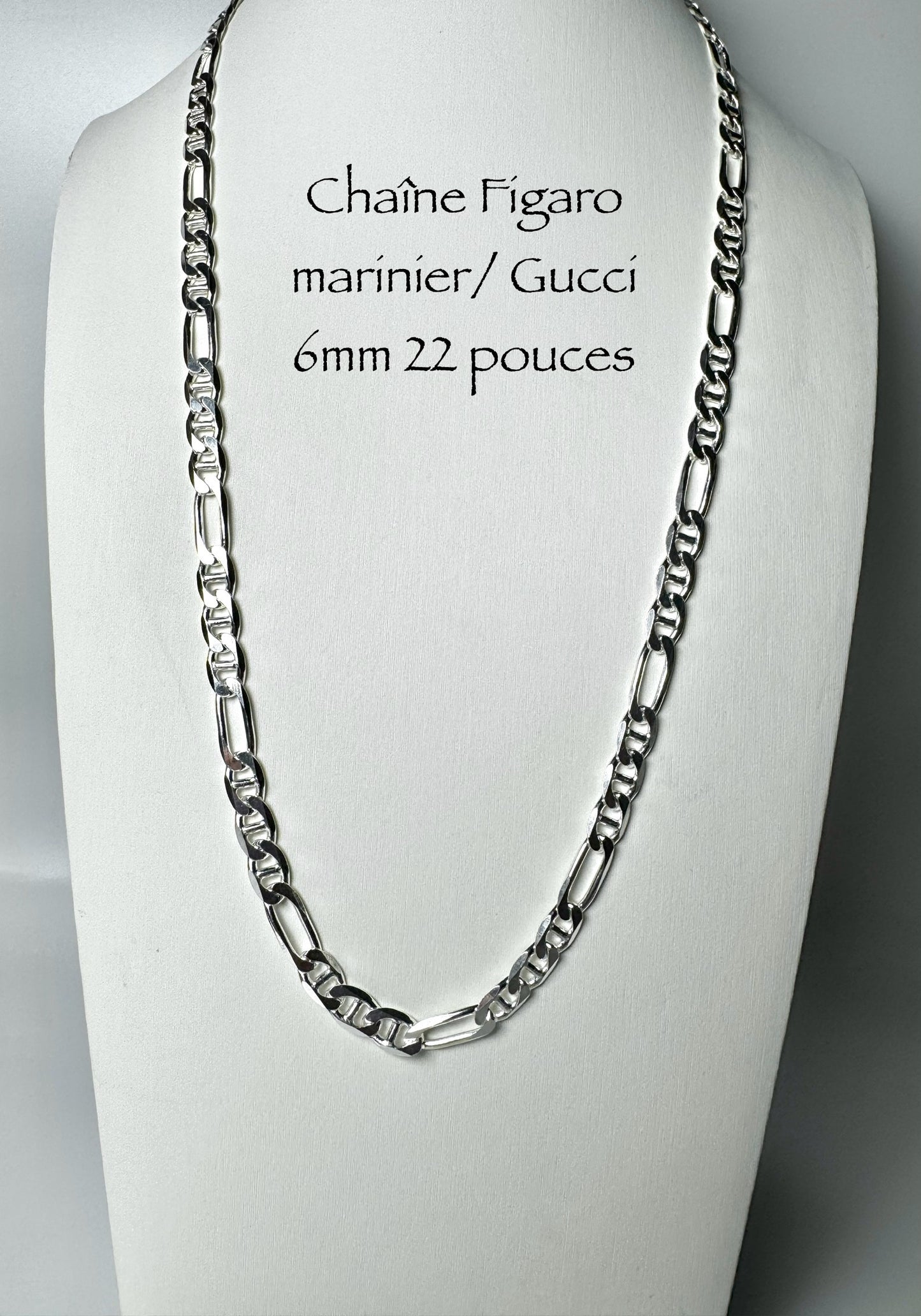 Figaro mariner/Gucci 6mm chain in 925 Italian silver/sterling