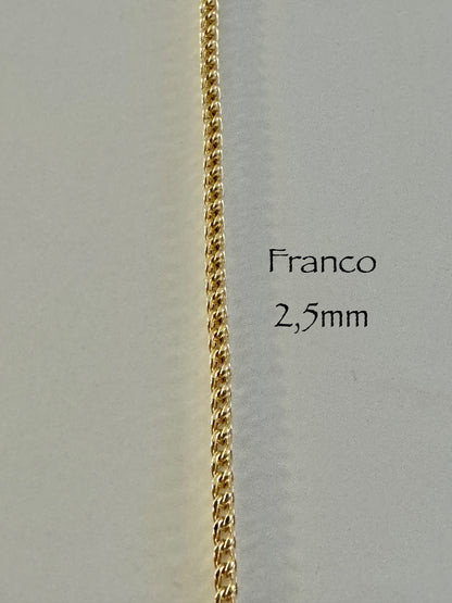 Cadena Franco de 2,5 mm en oro de 10 k