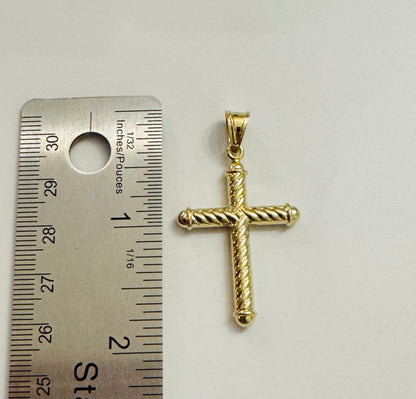#407 Pendentif croix ondulée en or 10k