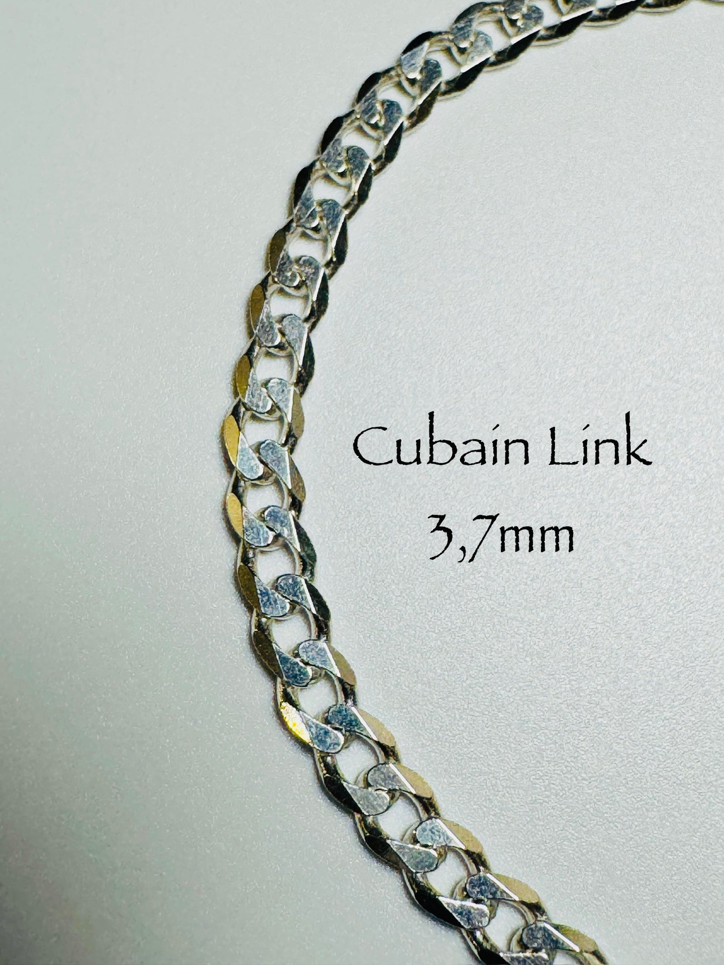 Bracelet cubain Link 3,7mm en argent sterling italien 925