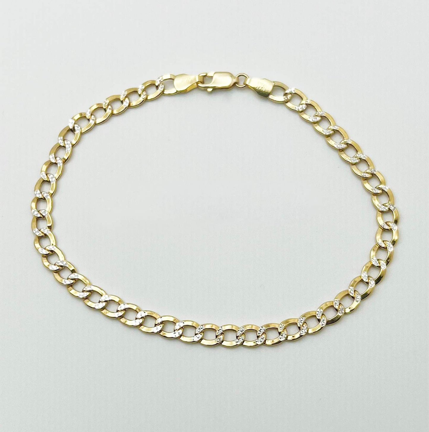 #107 bracelet gourmet coupe diamantée 4,5mm en or 10k