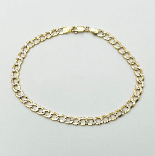 #107 bracelet gourmet coupe diamantée 4,5mm en or 10k