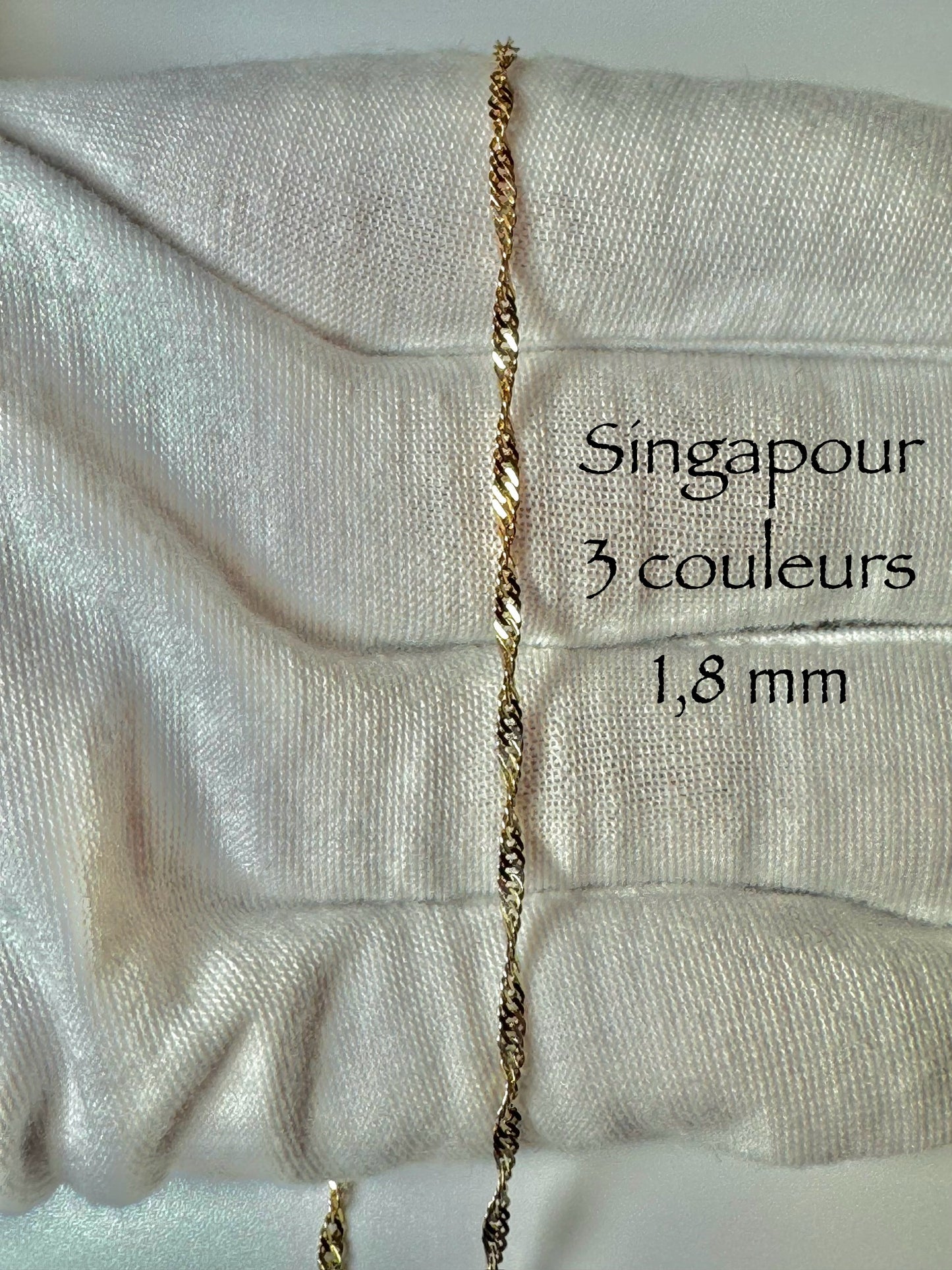 Chaîne en or Singapour 3 couleurs 1,8mm