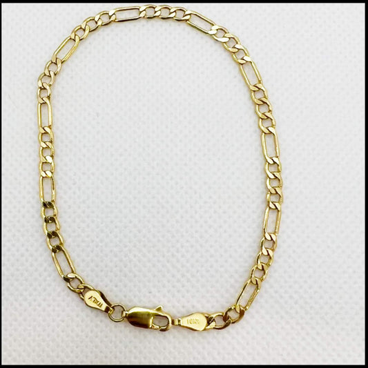 4mm Figaro Gold Bracelet