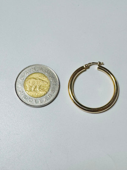 #307 boucles d’oreilles anneaux unies  3mm en or 10k