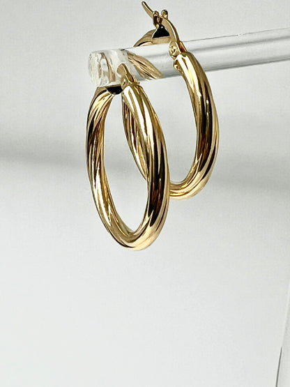 #301 boucles d’oreilles anneaux lignées en or 10k