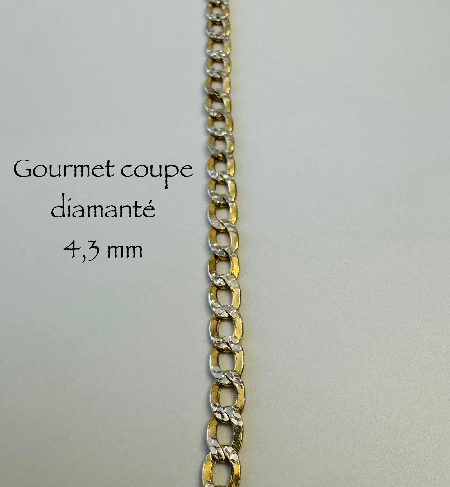 #107 bracelet gourmet coupe diamantée 4,3 mm en or 10k