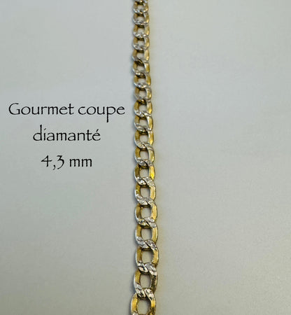 #107 bracelet gourmet coupe diamantée 4,3 mm en or 10k