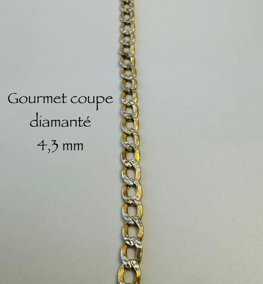 #107 bracelet gourmet coupe diamantée 4,3 mm en or 10k