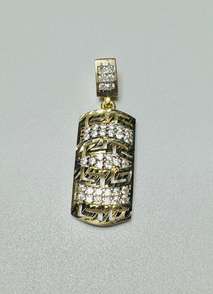 #415 Pendentif médusa arrondi avec zircon en or 10k