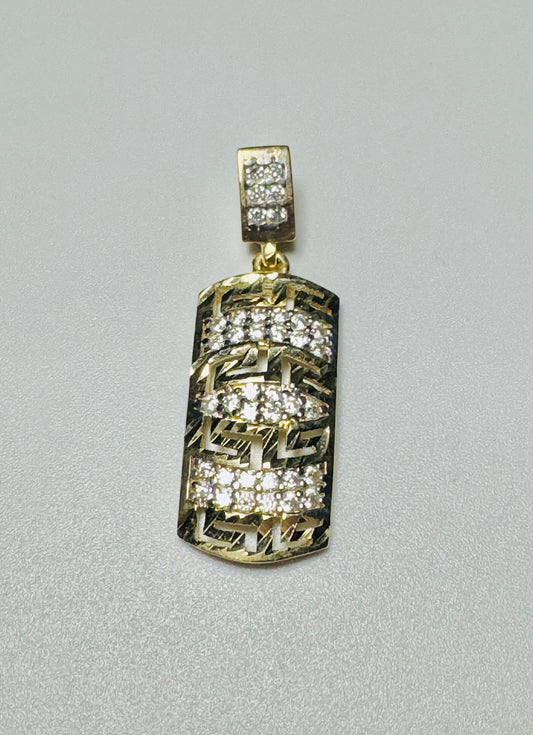 #415 Pendentif médusa arrondi avec zircon en or 10k