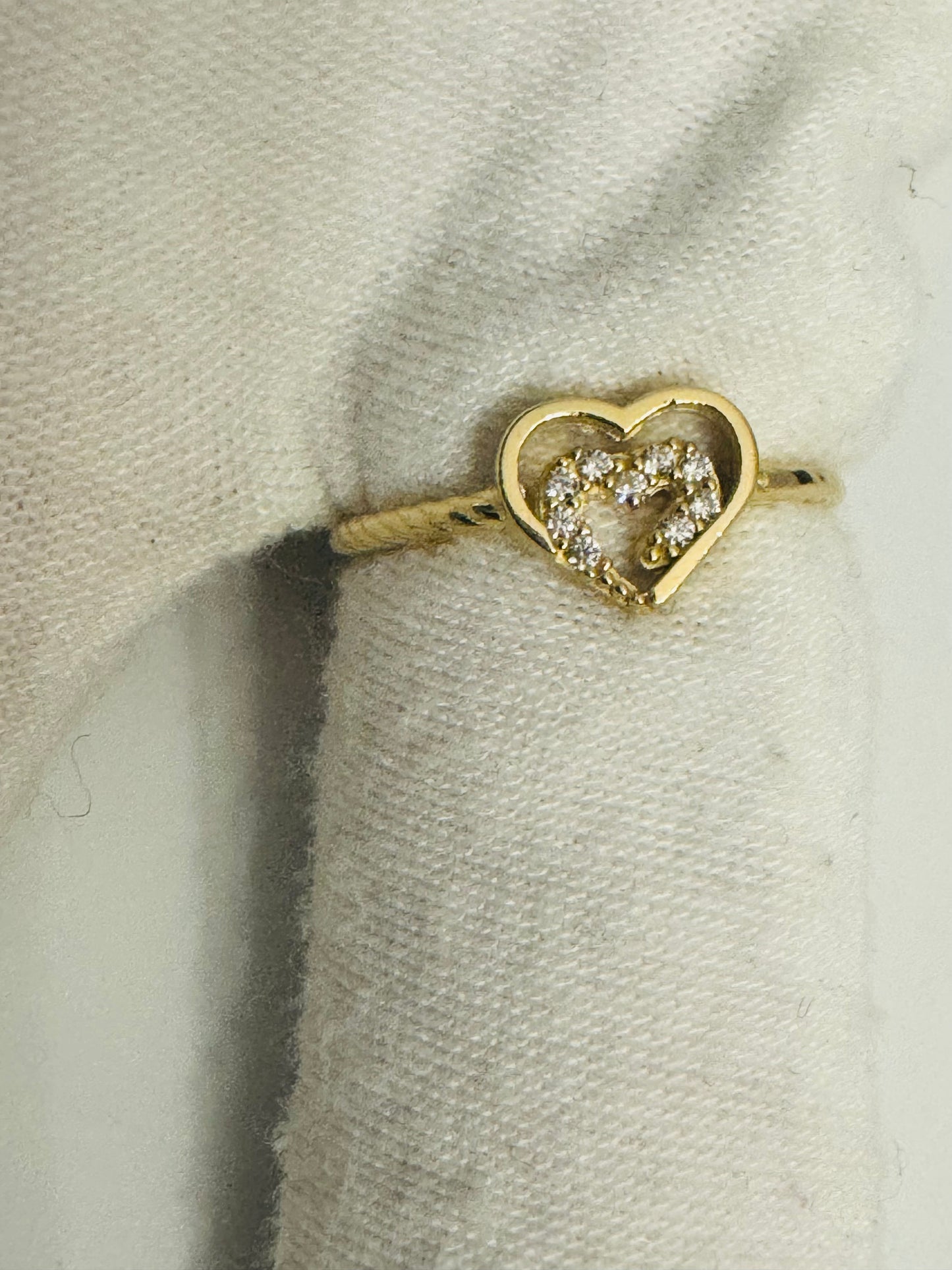 #209 bague double cœur un en zircon en or 10k