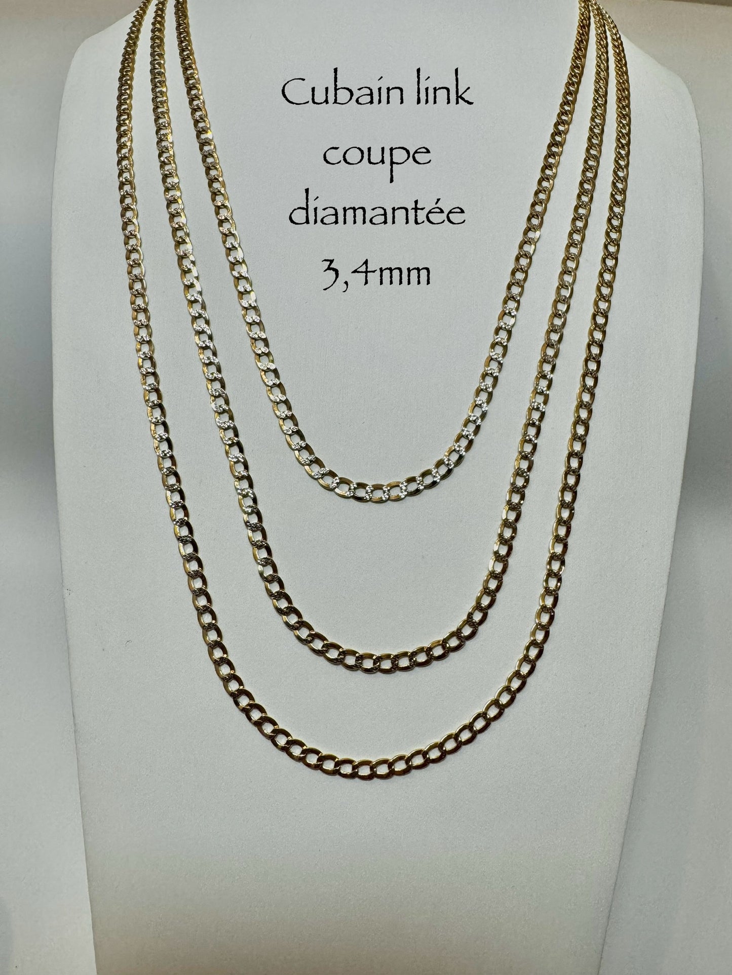 Cuban Link Gold Chain Diamond Cut 3.4mm