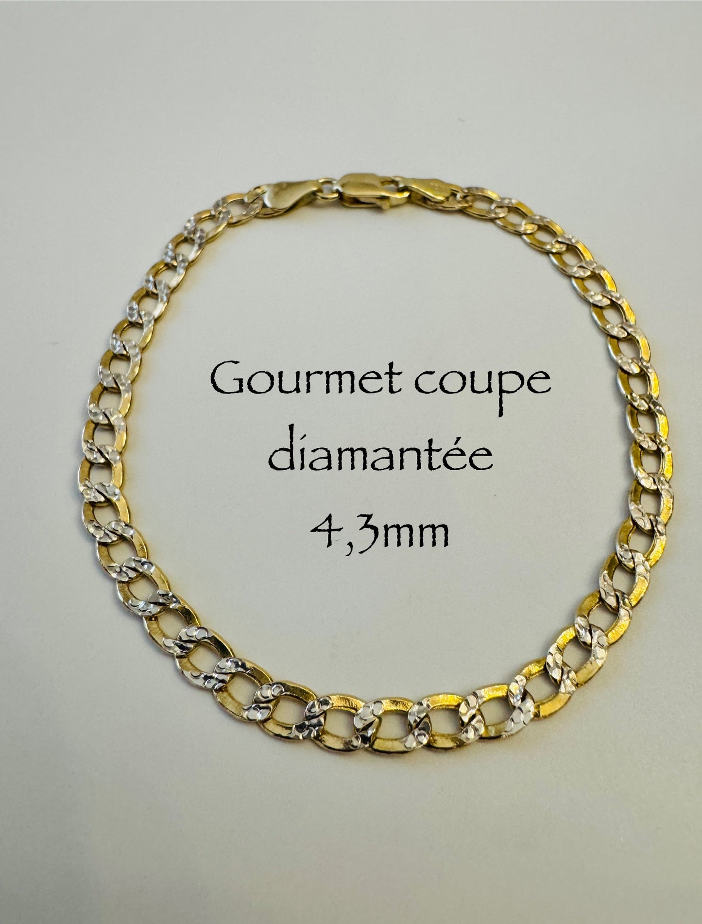 #107 bracelet gourmet coupe diamantée 4,3 mm en or 10k