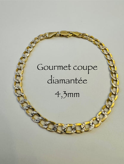 #107 bracelet gourmet coupe diamantée 4,3 mm en or 10k