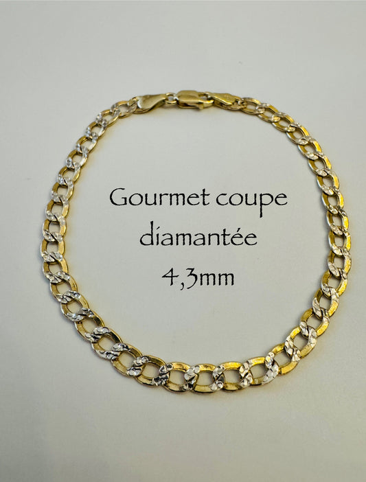 #107 bracelet gourmet coupe diamantée 4,3 mm en or 10k