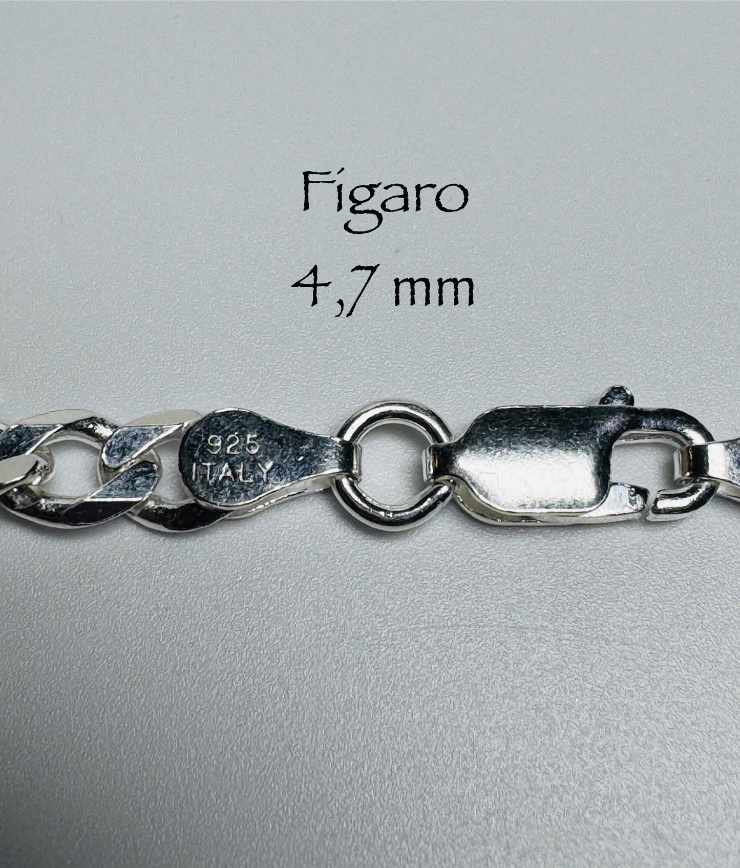 Chaîne Figaro 4,7 mm en argent sterling italien 925