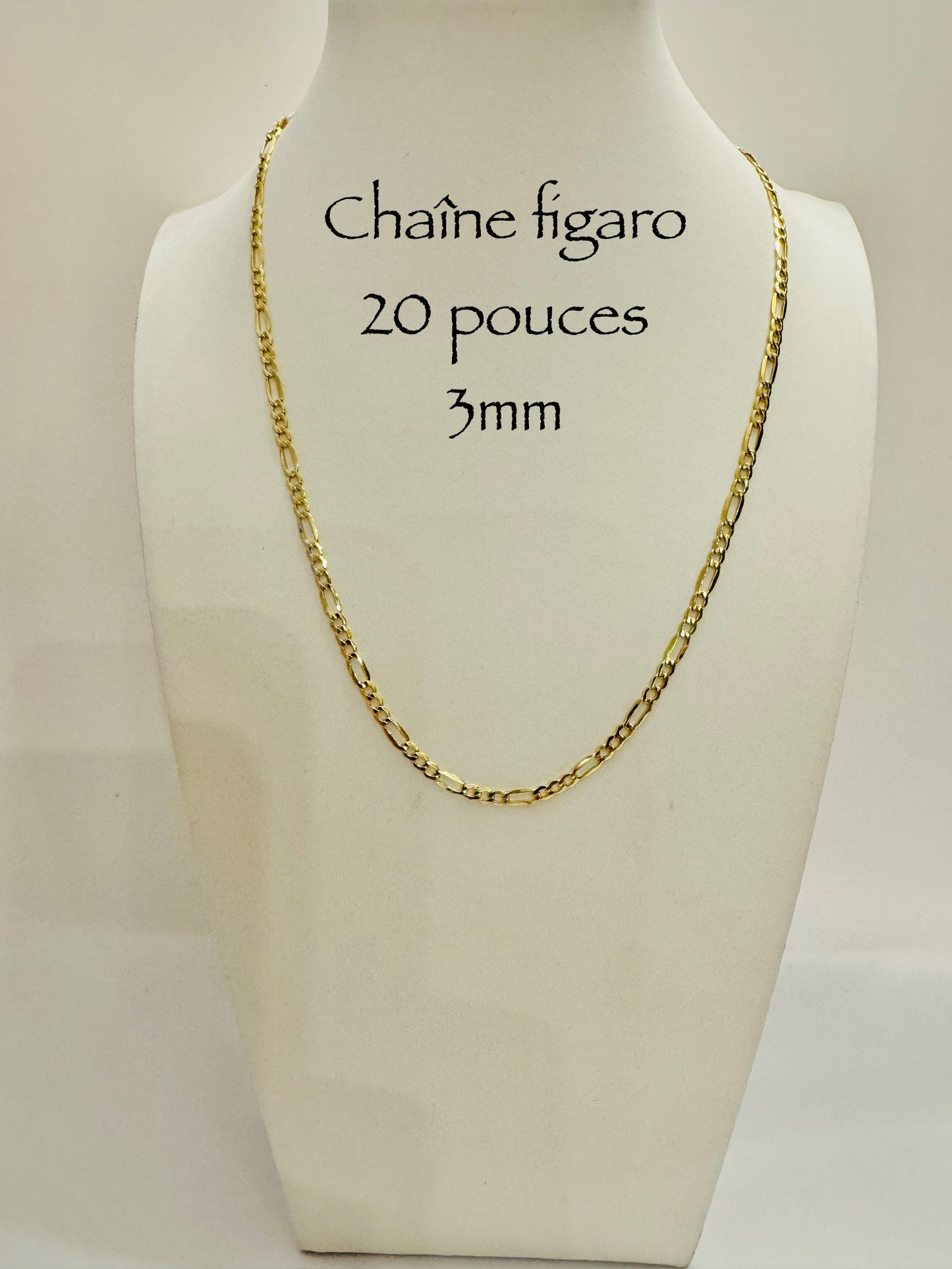Chaîne Figaro 3 mm en or 10k