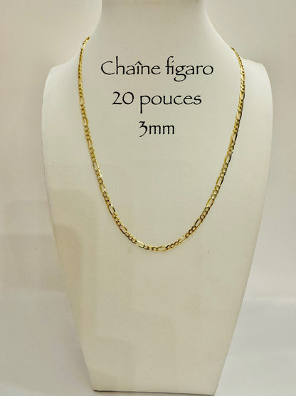 Chaîne Figaro 3 mm en or 10k