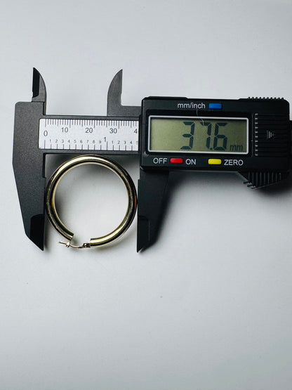 #312 Pendientes de aro lisos extra grandes de 4 mm en oro de 10k