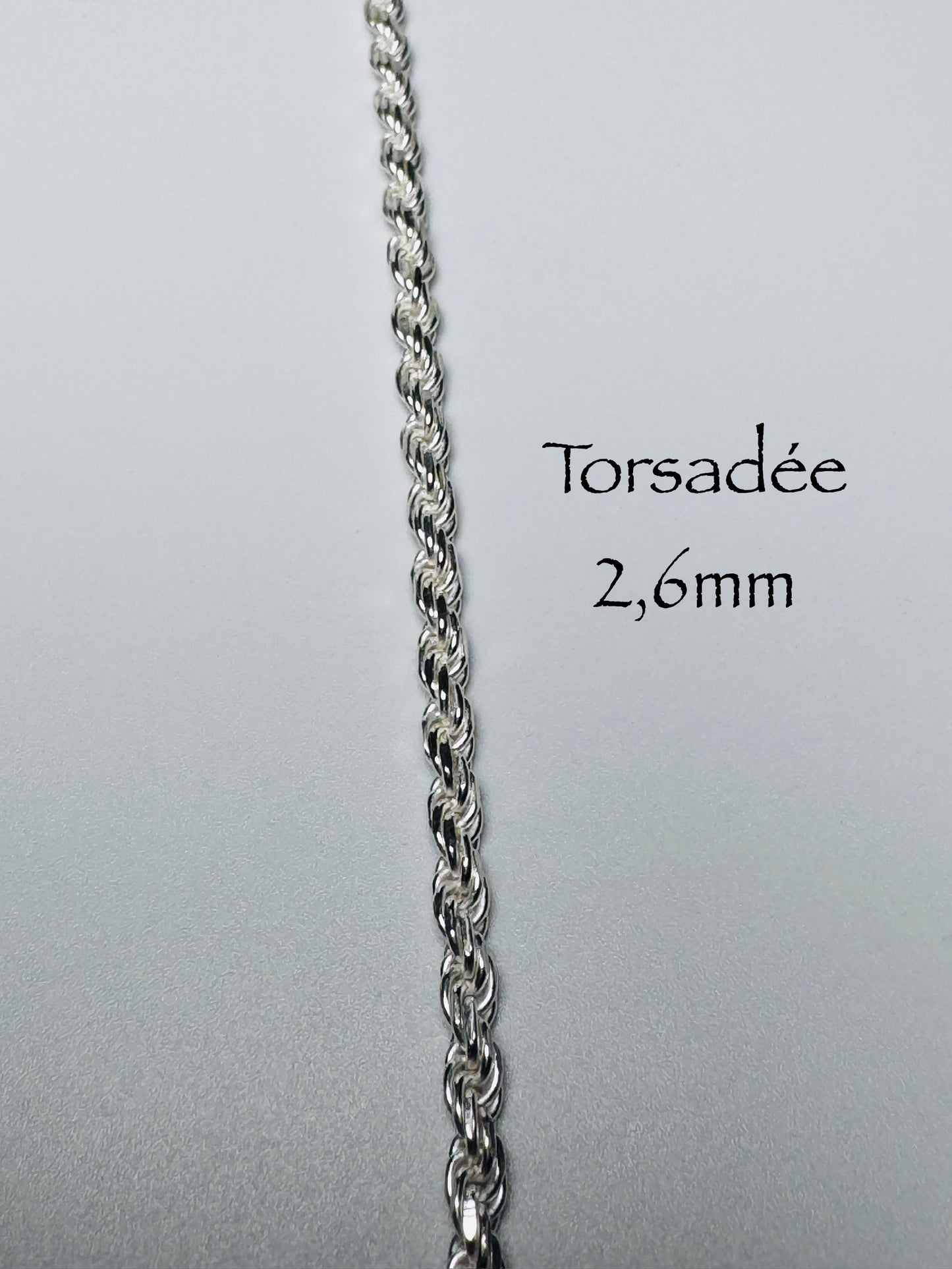 Chaîne torsadée 2,6mm en argent sterling italien 925