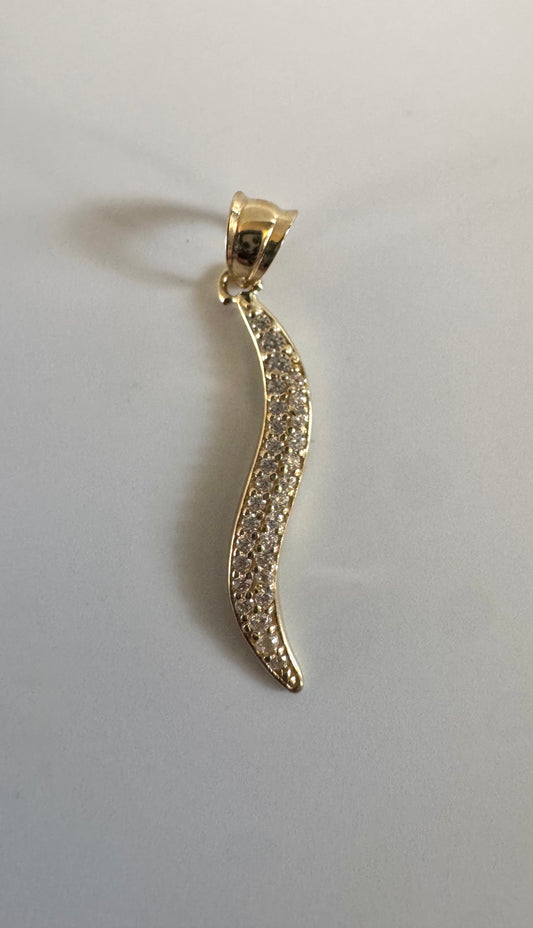 #442 pendentif ondulé avec zircon en or 10k
