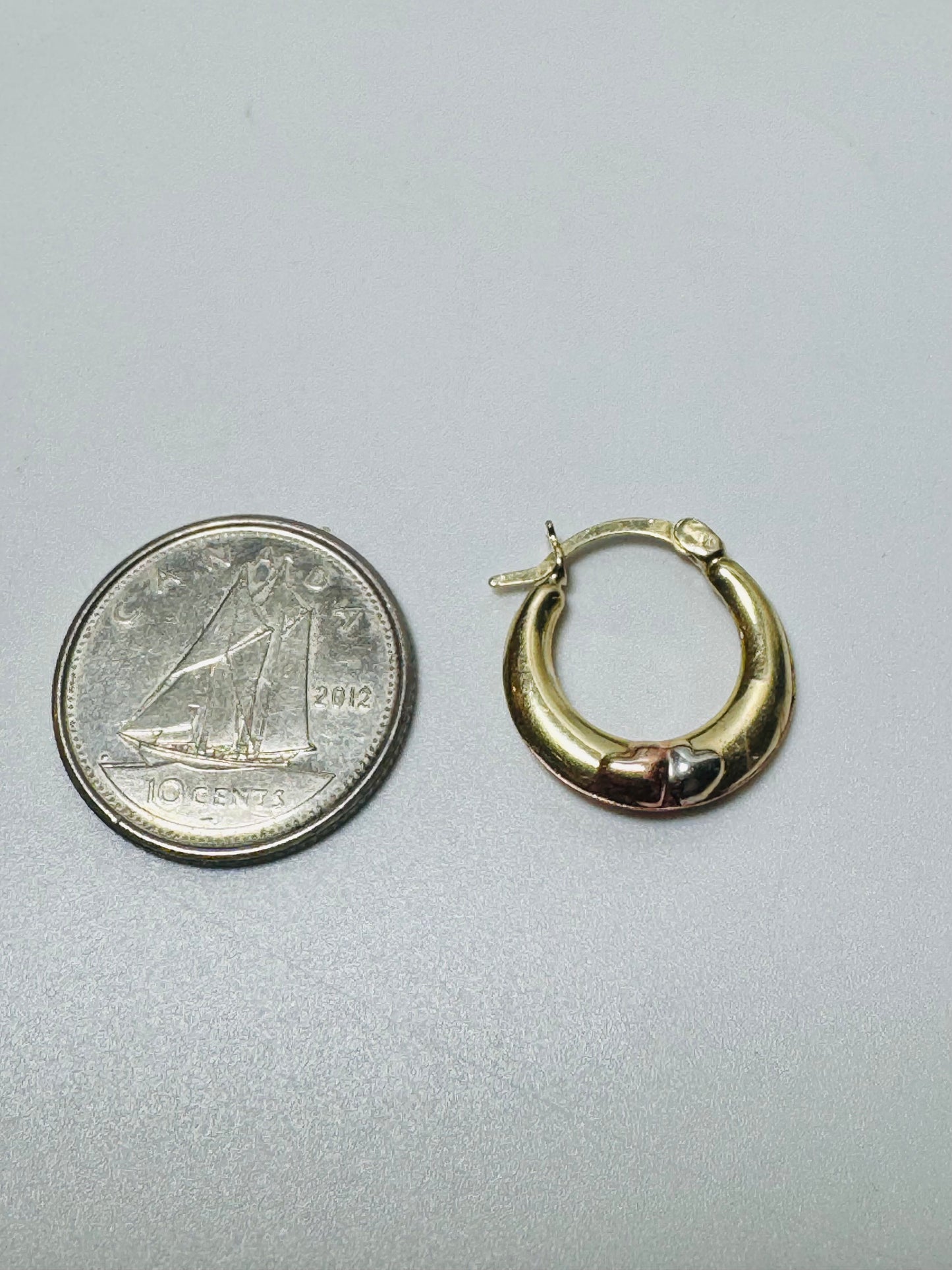 #305 boucles d’oreilles 2 cœurs 3 couleurs en or 10k