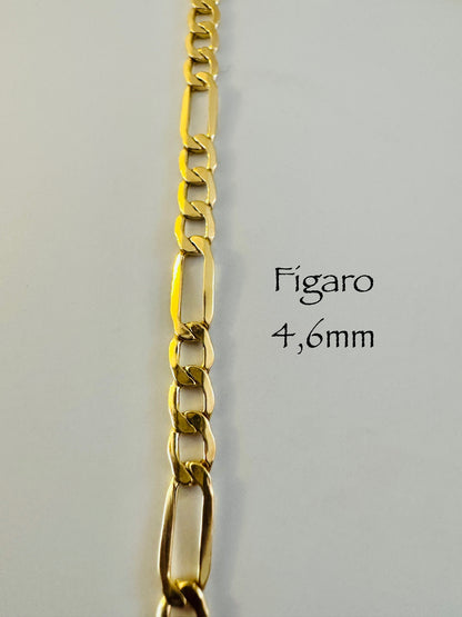 #100 bracelet Figaro 4,6 mm en or 10k ￼