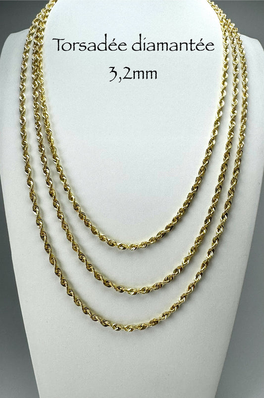 3.2mm Diamond Twisted Gold Chain