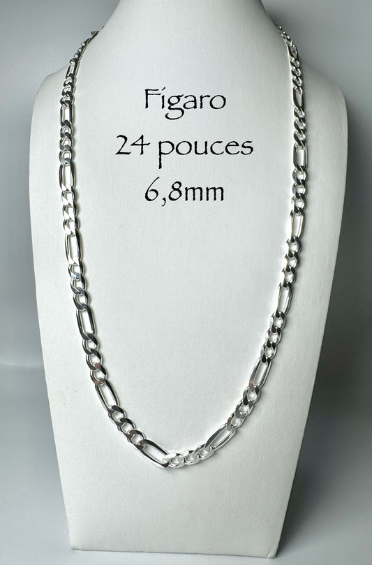 6mm Figaro Chain 925 Italian Silver/Sterling