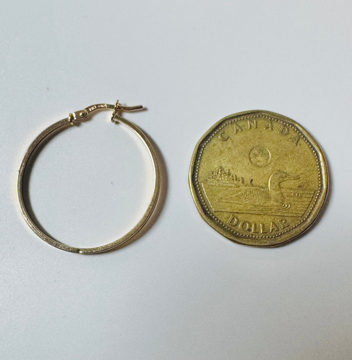 #322 boucles d’oreilles anneaux unies aplaties en or 10k