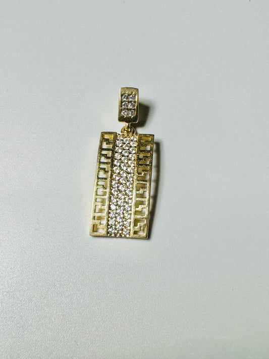 #414 pendentif rectangulaire médusa avec ligne de zircon en or 10k