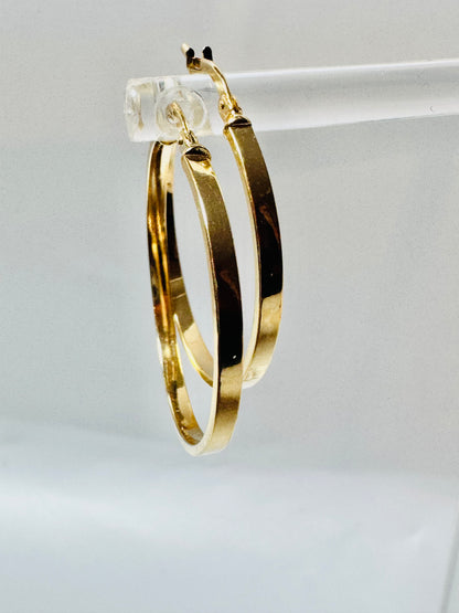 #322 boucles d’oreilles anneaux unies aplaties en or 10k