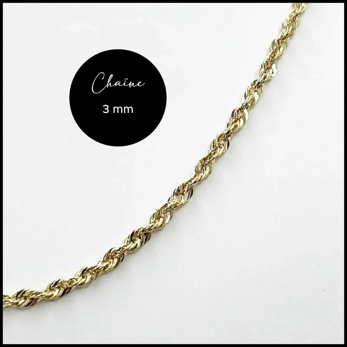 Chaîne torsadée diamantée 3 mm en or 10 carats