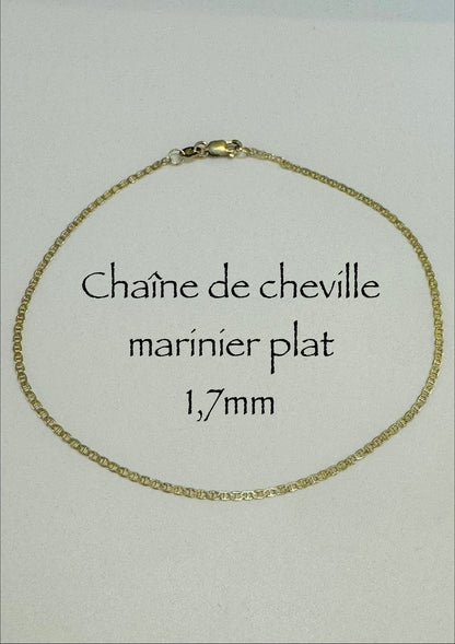 #504 chaîne de cheville marinier plat en or 10k￼