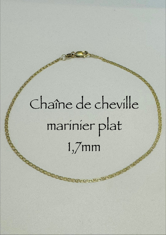 #504 chaîne de cheville marinier plat en or 10k￼