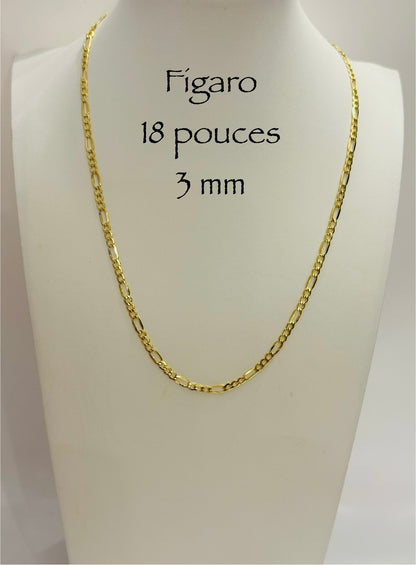 Chaîne Figaro 3 mm en or 10k