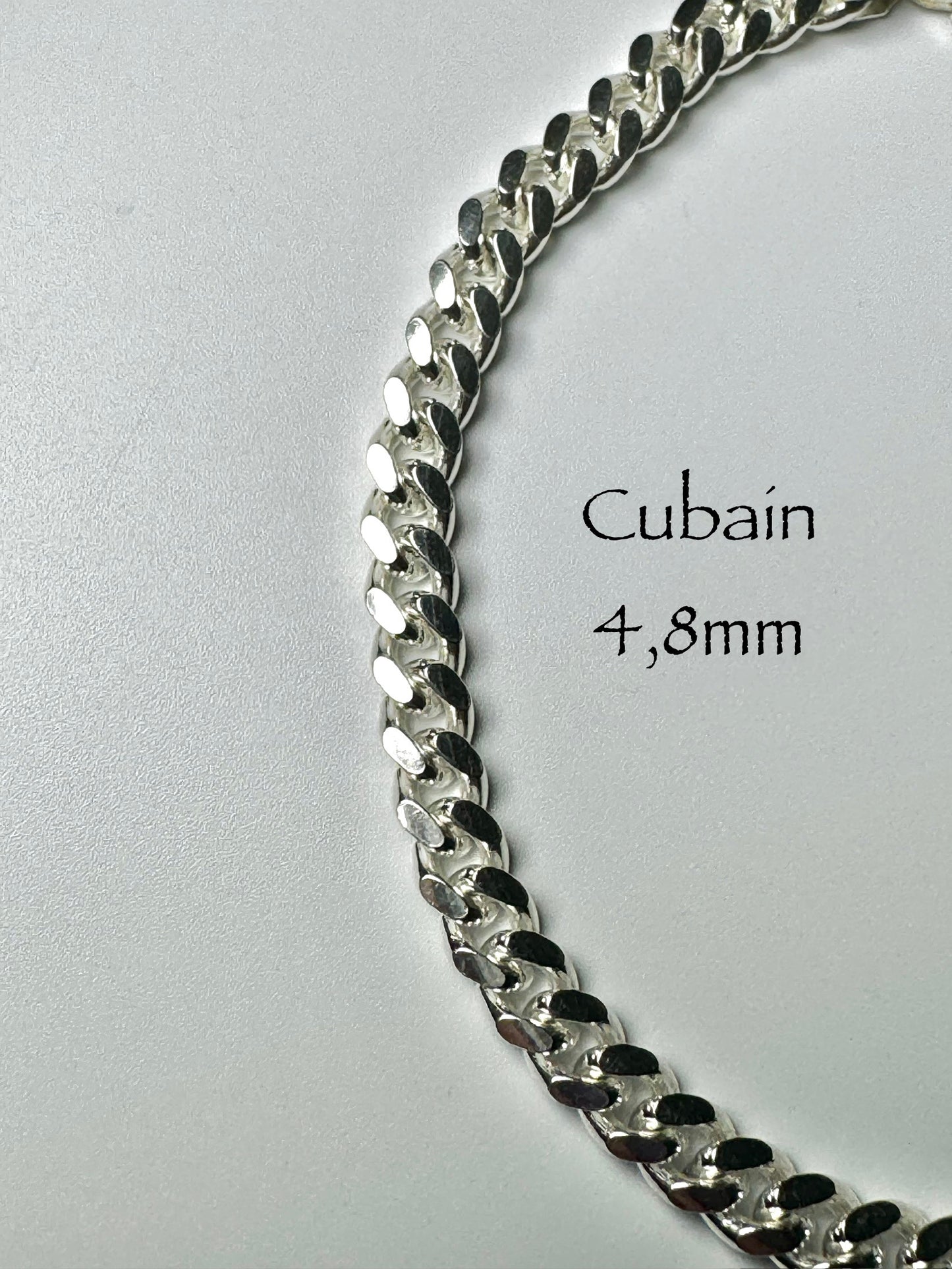 4.8mm Cuban Bracelet in 925 Silver/Sterling Silver