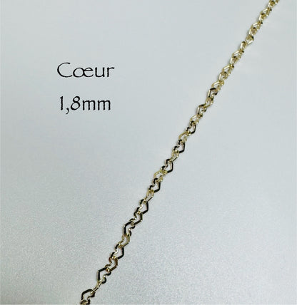 Chaîne en cœur 1,8 mm en or 10k