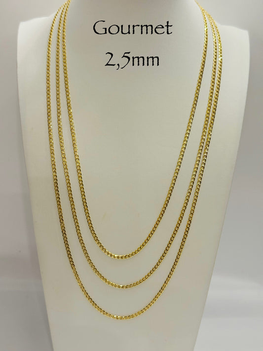 Chaîne gourmet 2,5mm en or 10k