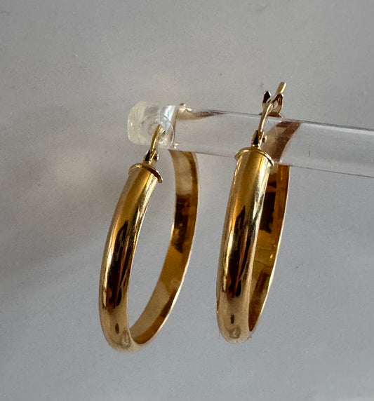 #306 boucles d’oreilles anneaux unies 3,4mm en or 10k
